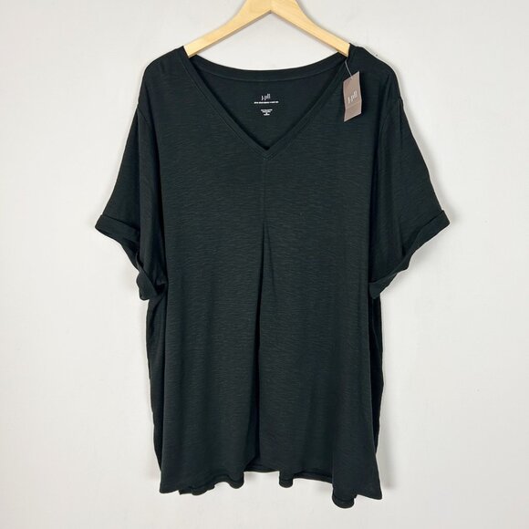 NEW J.Jill Pima Short-Sleeve V-neck Tee T-Shirt Black Size 4X Women's - Picture 1 of 3